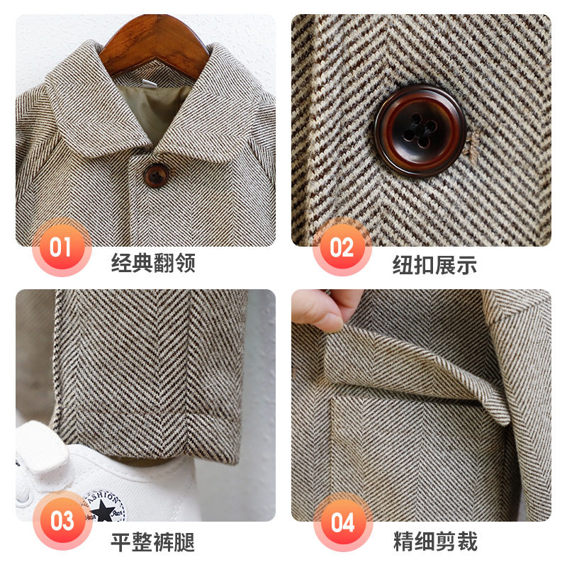 2026新款儿童休闲西装套装春秋帅气英伦风男童翻领外套小西服