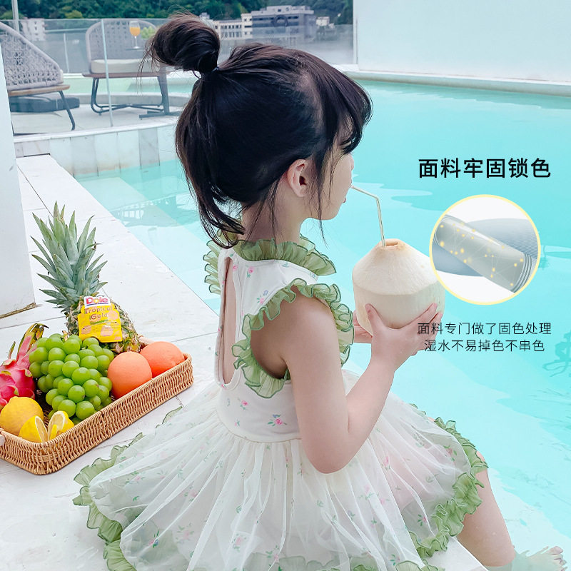 2026新款儿童泳衣中小童连体防晒泳装小清新女童蓬蓬纱裙游泳衣衣