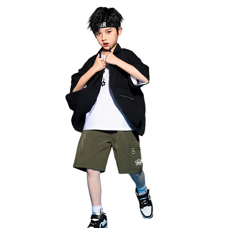 2026新款儿童街舞套装夏季小西装三件套宽松男童嘻哈演出服帅气潮