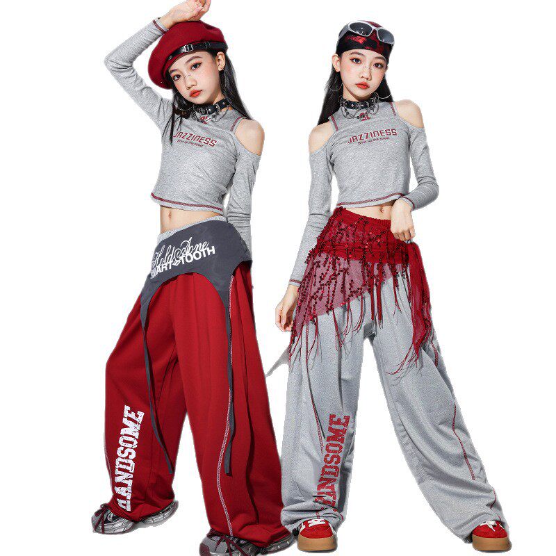 2026新款女童爵士舞服装女孩jazz练功服裤子儿童街舞演出服上