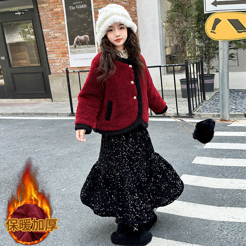 2025新款女童红色小香风连衣裙套装儿童本命年过年女大童新年,童装/婴儿装/亲子装,连衣裙,淘宝优惠券,粉丝福利购,淘宝优惠卷