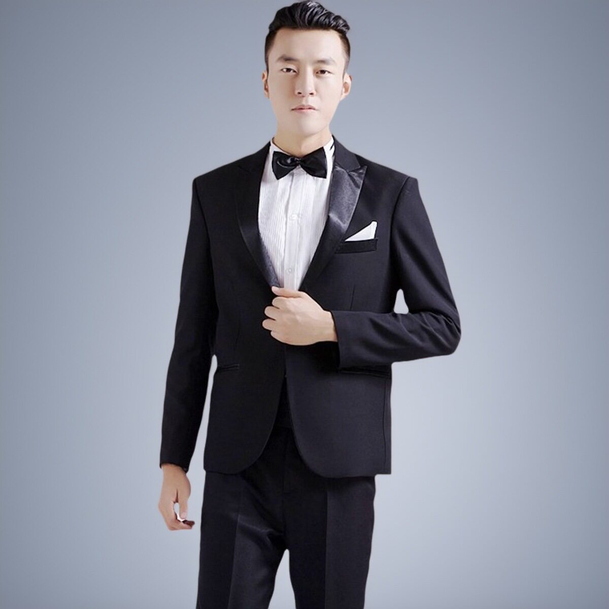 2026新款男装舞台大合唱演出服西装套装黑色主持人晚礼服歌手