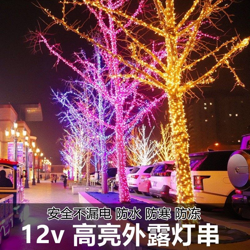 户外树上挂的彩灯满天星led灯带12v外露灯珠缠树灯绕树灯装饰灯串