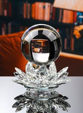 水晶球摆件莲花客厅电视柜玄关酒柜鞋柜摆设乔迁送礼品
