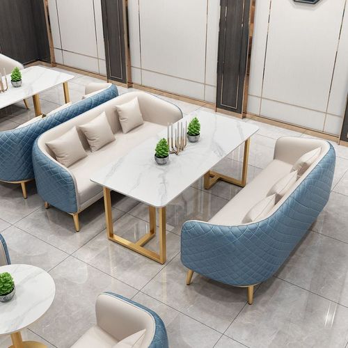 北欧咖啡厅沙发桌椅 奶茶店双人休闲洽谈沙发椅 商用餐厅卡座沙发