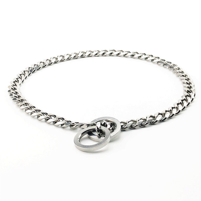 不锈钢P链狗狗项圈金色训狗链小型中型大型犬狗狗脖链宠物链子