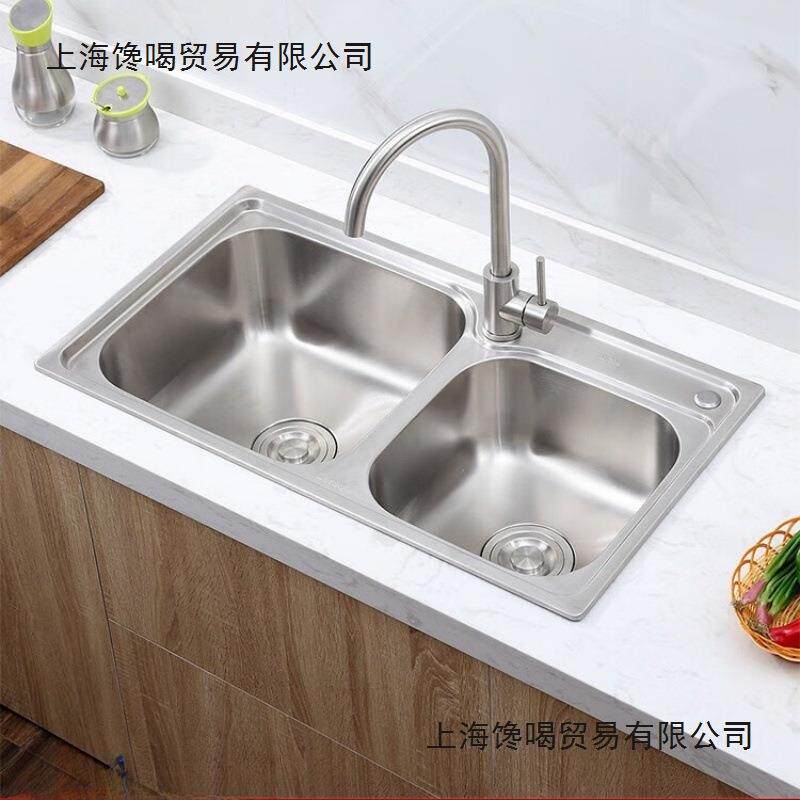 不锈钢水池水槽双槽厨房一体加厚304拉丝洗菜洗碗池套餐家用其他