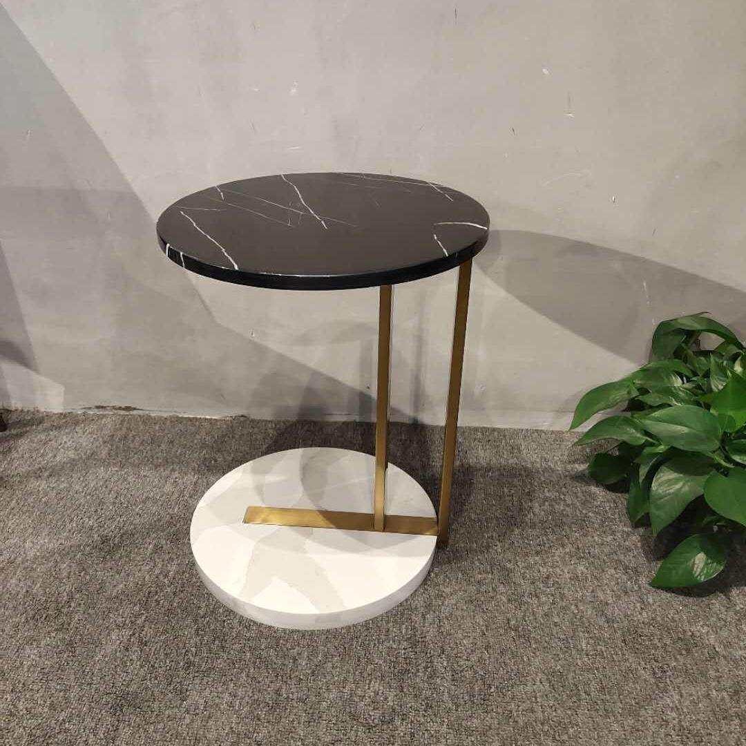 北欧轻奢天然大理石角几圆形后现代简约家用小茶几沙发旁边几