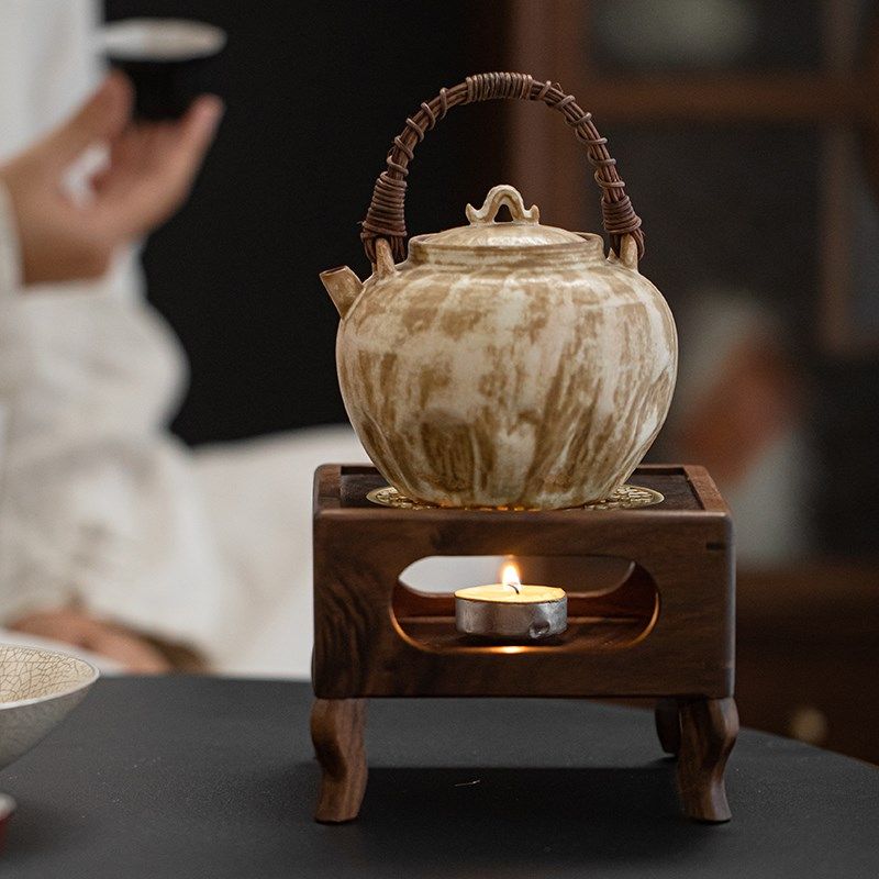 胡桃木温茶炉蜡烛煮茶底座茶壶公道杯保温暖茶器酒店烛台茶具配件