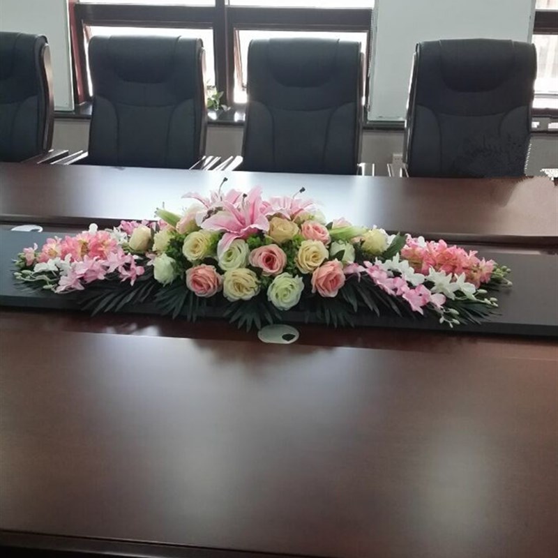 仿真会议桌花假花商务用花长桌花办公室桌花假花台式花前台顺丰