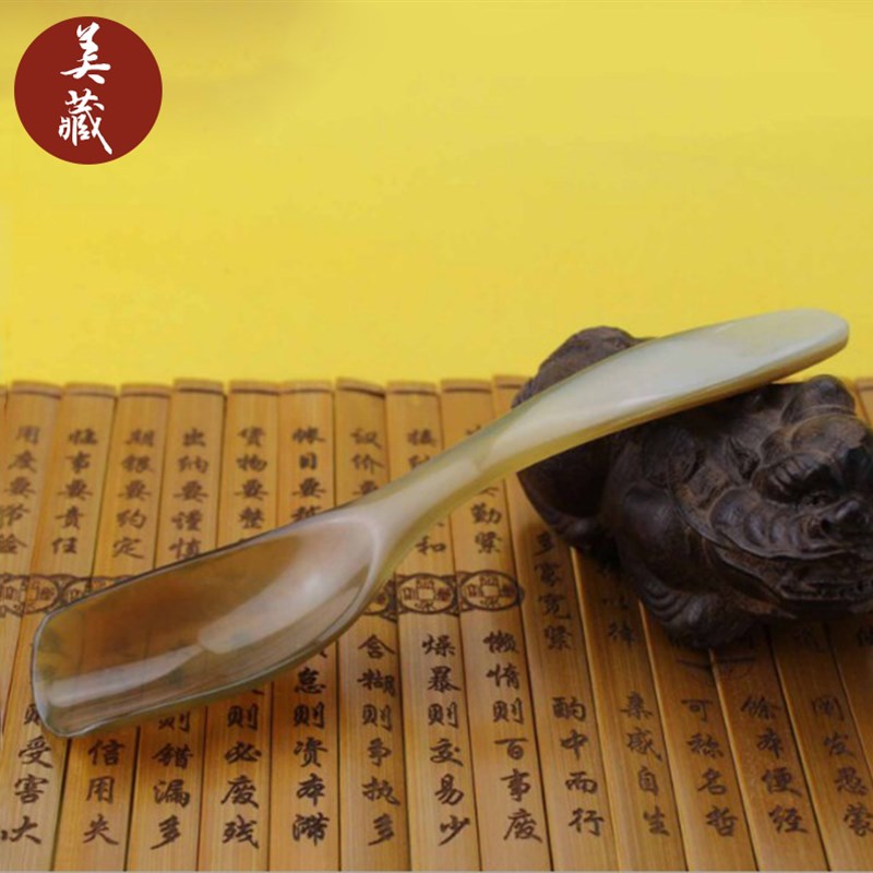 大号手工天然牦牛角茶勺茶则取茶叶匙铲子茶道健康养生功夫茶器具