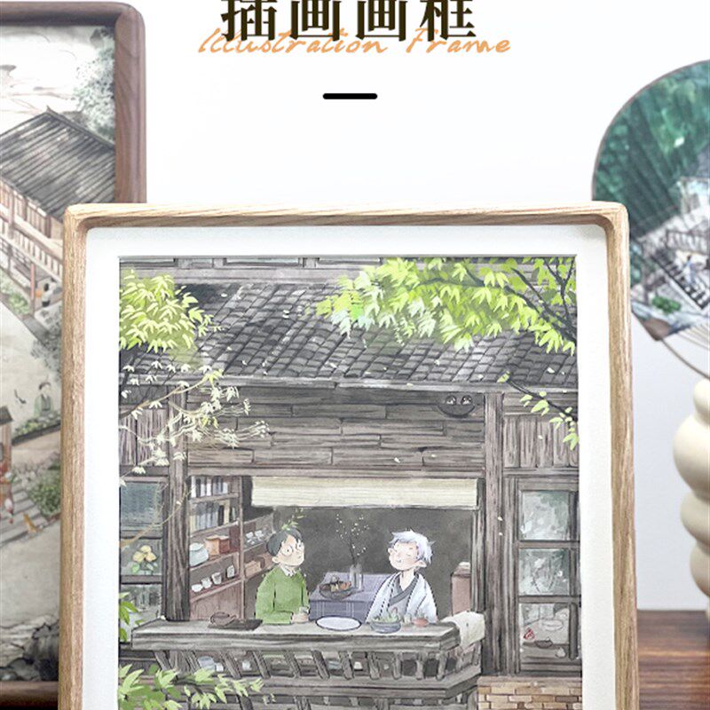 蓬莱岛中式风餐厅卧室客厅装饰画带实木框沙发背景墙挂画桌面摆画