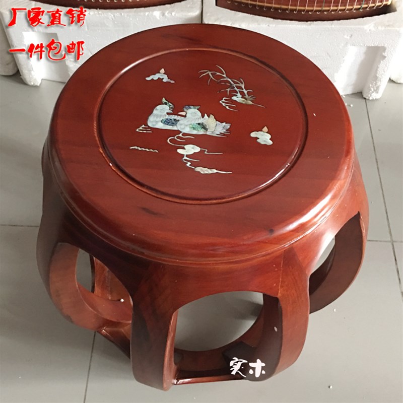 古筝实木圆古红木色古筝木古凳鼓凳扬琴凳茶艺楠博色凳典实木圆凳