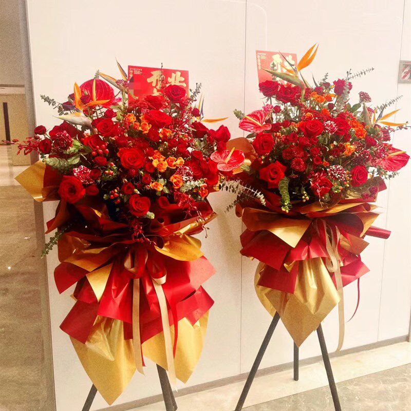 高档金属花篮开业鲜花进口花材混搭乔迁上市演唱会北京速递