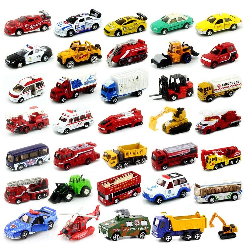 奥丽合金车模警车消防车工程车 校车跑车模型 巴士小汽车玩具套装