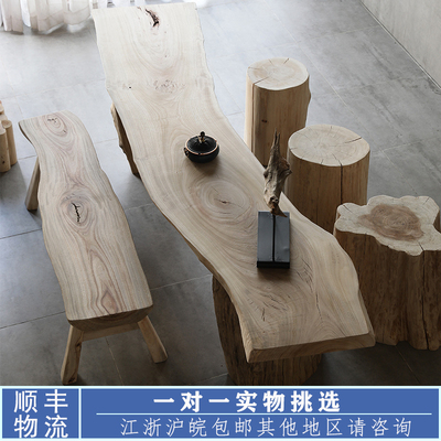 原木长凳不规则整板坐凳实木长条板凳家用餐凳休闲装饰凳子换鞋凳