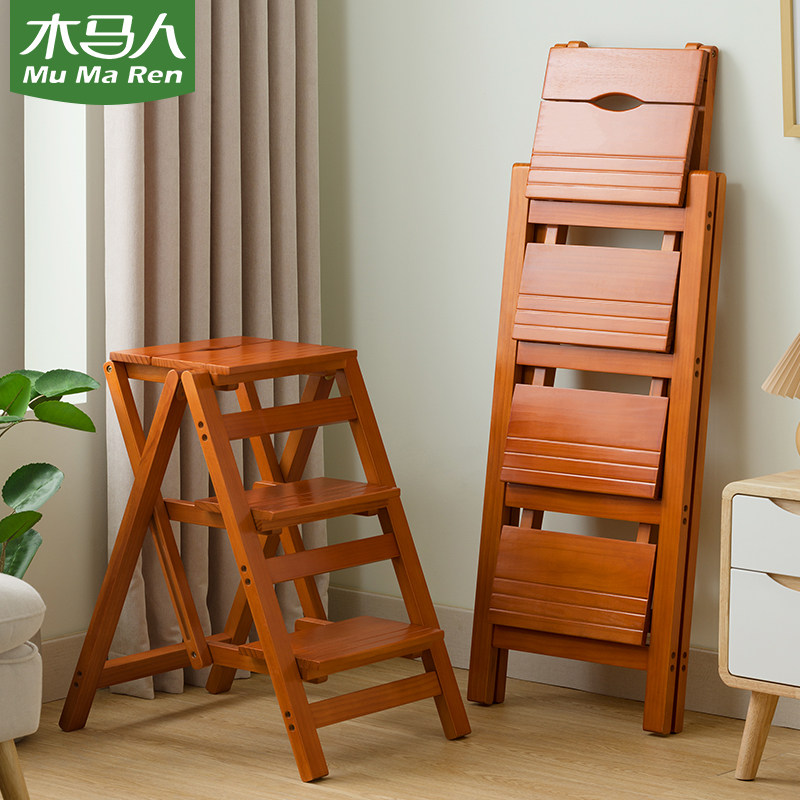 木马人实木折叠梯椅家用梯子椅子两用梯凳室内多功能登高踏板楼梯,居家日用,家用梯,淘宝优惠券,粉丝福利购,淘宝优惠卷