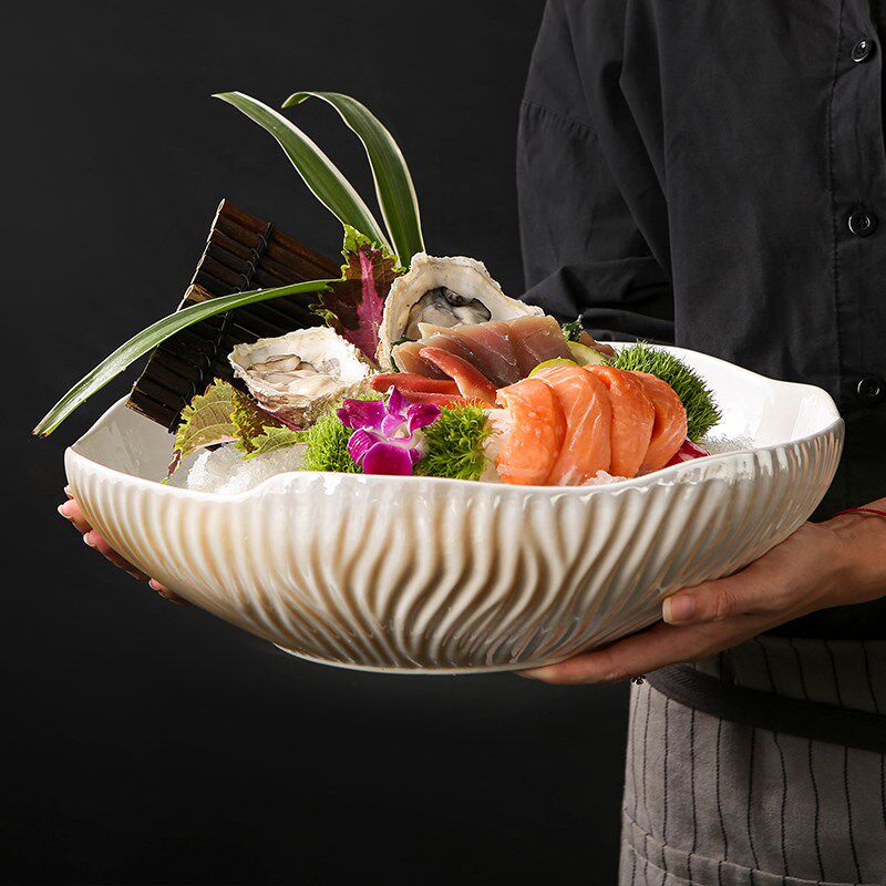 珠光宝气《流水刺身圆碗》高端刺身盘冰盘三文鱼摆盘海鲜拼盘