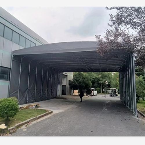 伸缩式雨篷可移动折叠雨棚遮阳棚大型推拉雨棚布电动收缩驱动南京