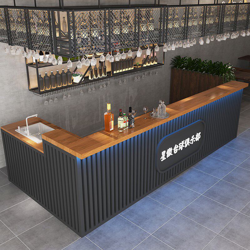 餐厅铁艺收银台店铺小型台球厅桌球馆转角收银柜台工业风酒吧吧台