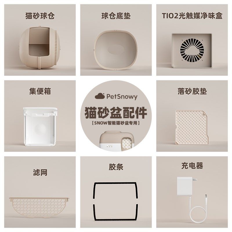 糯雪SNOW自动猫砂盆配件落砂垫球仓底垫胶条滤网充电器TIO2光触媒,宠物/宠物食品及用品,智能猫砂盆,淘宝优惠券,粉丝福利购,淘宝优惠卷
