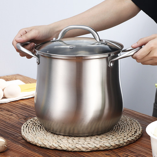 不锈钢锅汤锅304家用加深加厚大容量汤煲炖锅电磁炉燃气通用锅具