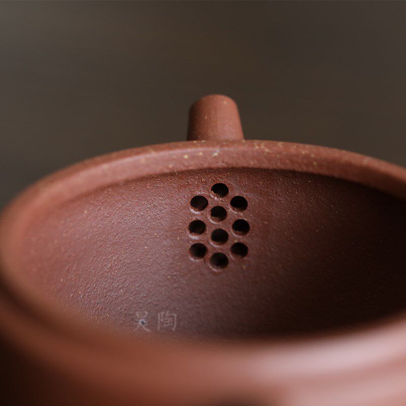 昊陶 红玉 汉瓦 芨品红降坡泥 纯红料不酸洗 宜兴原矿紫砂茶壶 壶