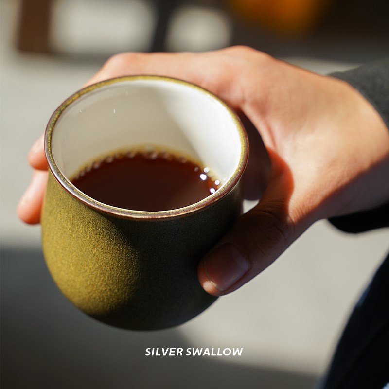 银时燕小圆杯窖变手冲咖啡品鉴杯 分享壶 复古手握杯咖啡馆澳白杯