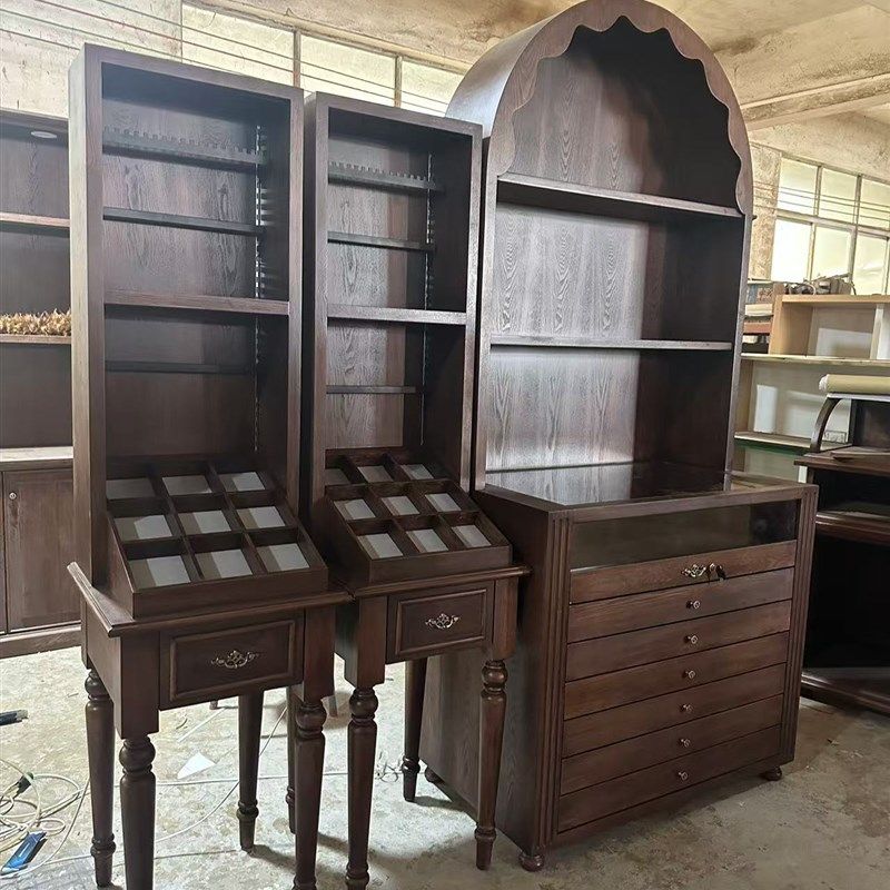 法质珠宝首饰古示柜古玩玉器多抽屉饰品架木式复展靠墙柜带灯