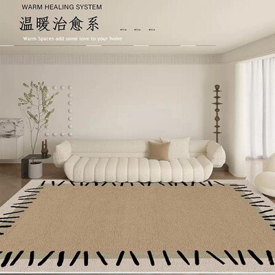 地毯客厅耐脏易打理法式奶油风圈绒隔凉地毯家用沙发茶几防滑毯