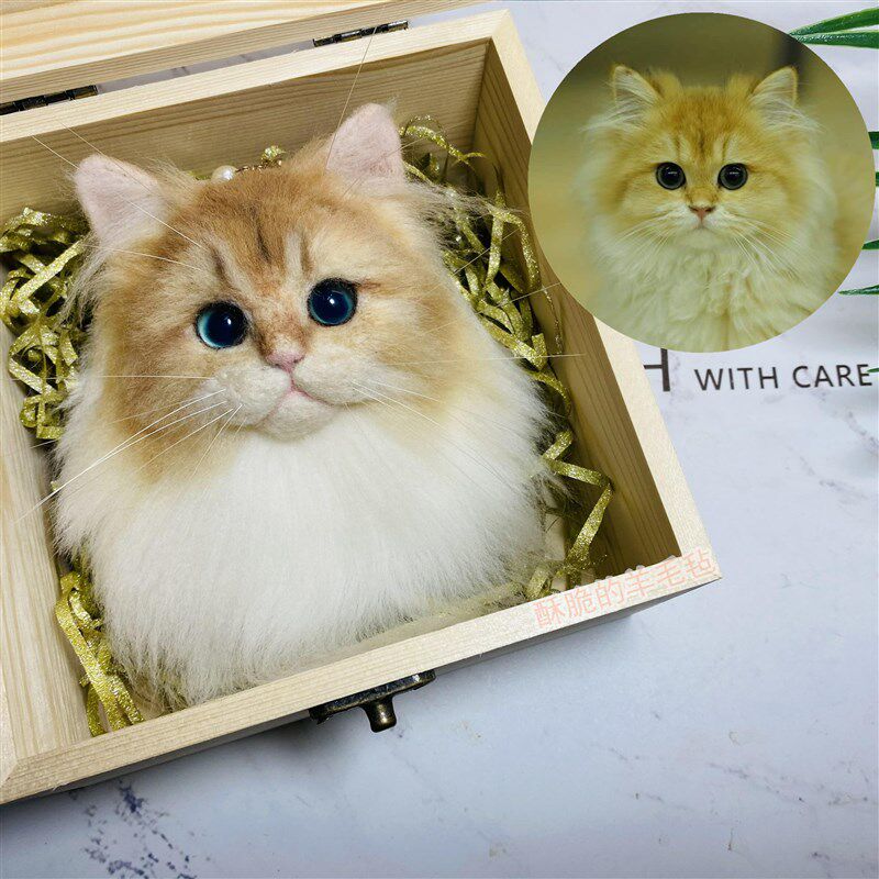羊毛毡猫咪狗宠定头像D制Y玩偶物I做戳戳乐仿真针扎娃娃成品挂件