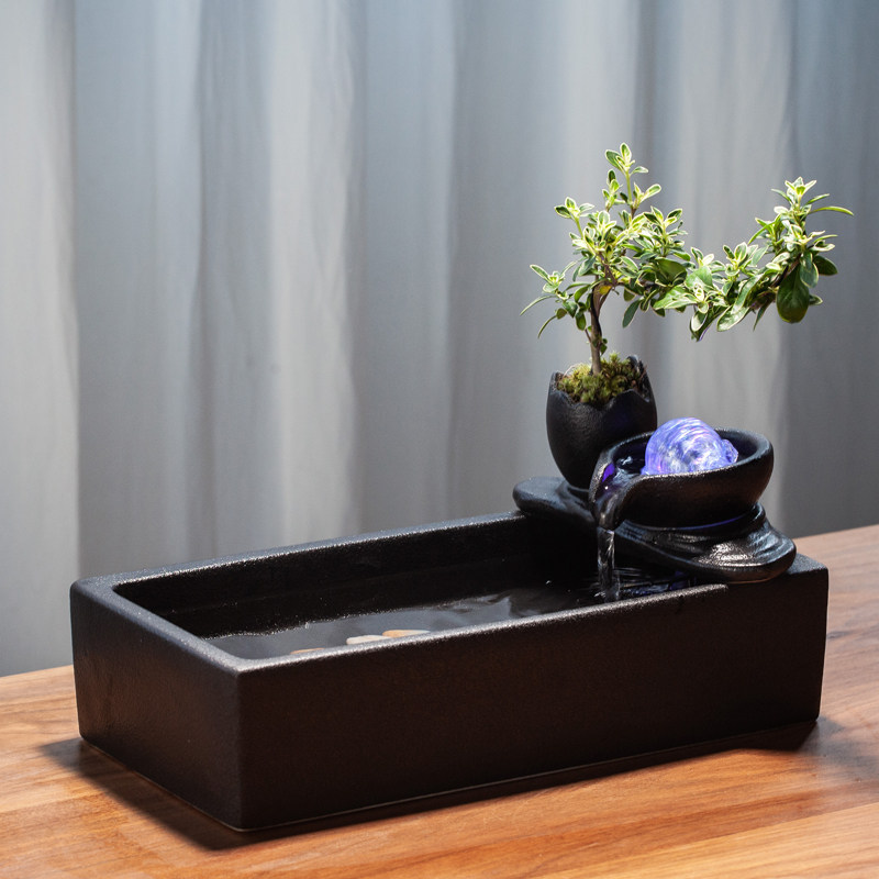 创意陶瓷循环流水办公室水景桌面装饰品茶几喷泉玄关小摆件开业,家居饰品,流水摆件,淘宝优惠券,粉丝福利购,淘宝优惠卷