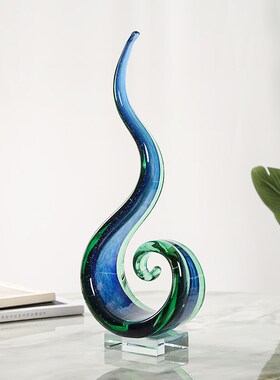 抽象琉璃餐关海浪摆件现代客厅样板间异桌酒店桌面玄形摆设装饰品