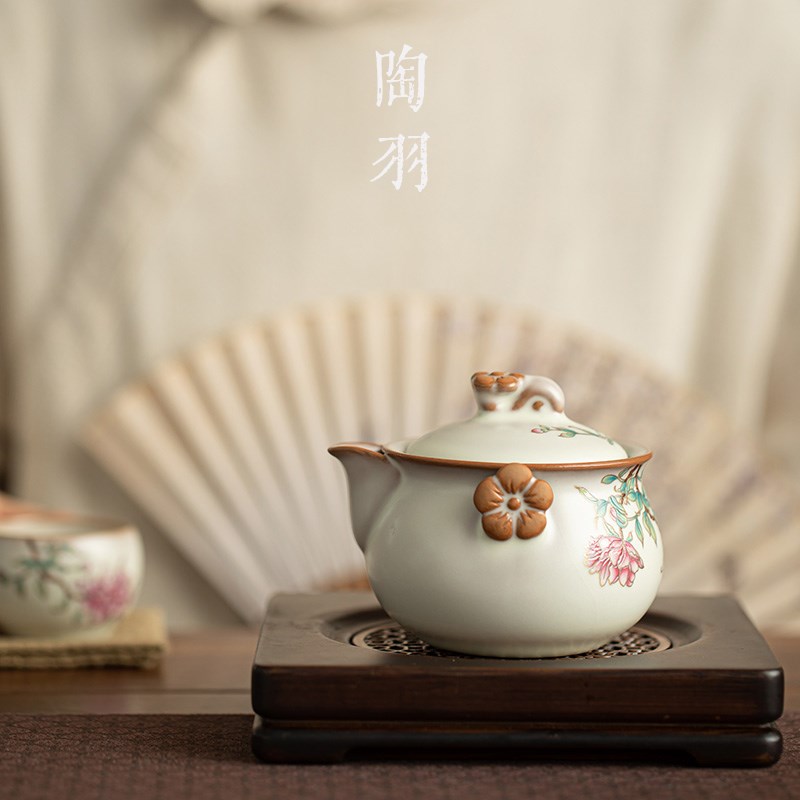 猪油冻汝窑手抓壶单壶不烫手泡茶壶高档一人功夫茶具家用泡茶器