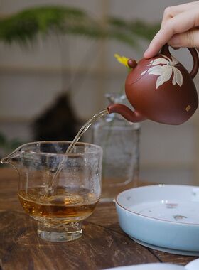泥绘荷花美人肩紫砂壶宜兴原矿小红泥手工泡茶器功夫茶具