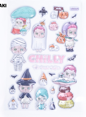 chilly 3D立体浮雕贴卡通水晶贴高透明贴纸可爱手机壳箱包小贴纸