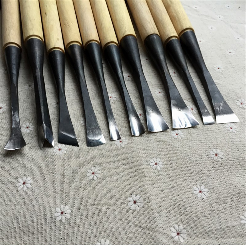 东阳手工刻刀工具 根雕 底座 牌匾雕塑 雕刻刀木雕套装 打坯10件