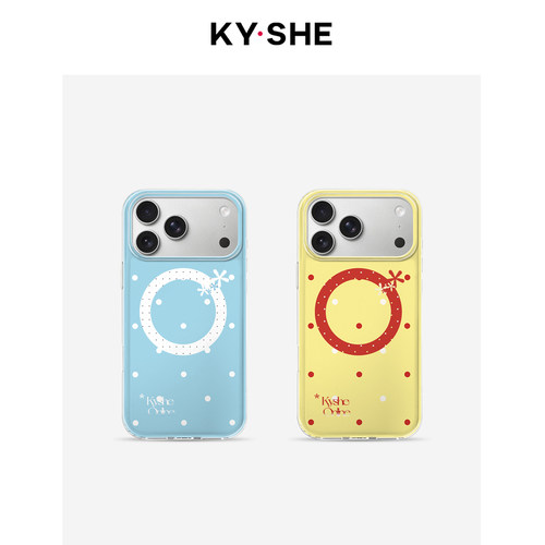 KYSHE新款彩色波点手机壳双层印花磁吸壳适用iPhone18/17/16promax小众ins风亮面保护壳