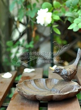 花园杂货 欧式复古铁艺动物喂鸟器花园装饰 铸铁工艺品