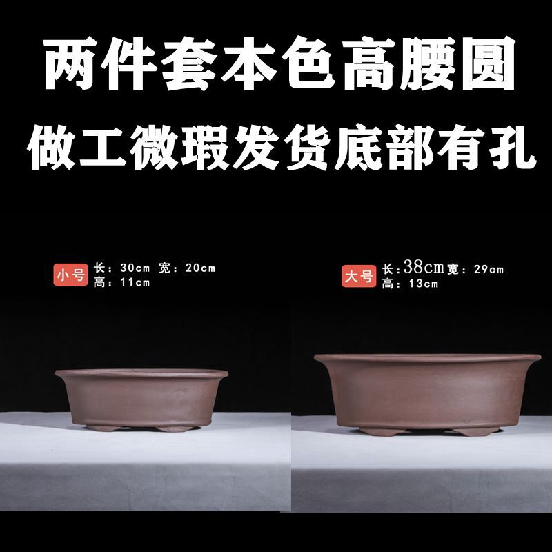 蒲价无孔假山草椭圆盆景盆紫砂盆陶瓷水培菖特苔藓铜钱浅家用培植