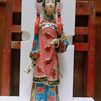 石湾陶瓷大家闺秀和棋精品古装仕女摆件林伟东宫廷美女闺女
