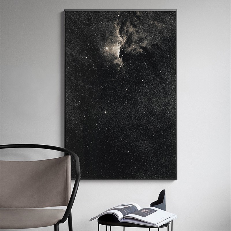 星空 黑白无欧极简摄影 客厅玄关现代家居装饰地落画画挂画北框画