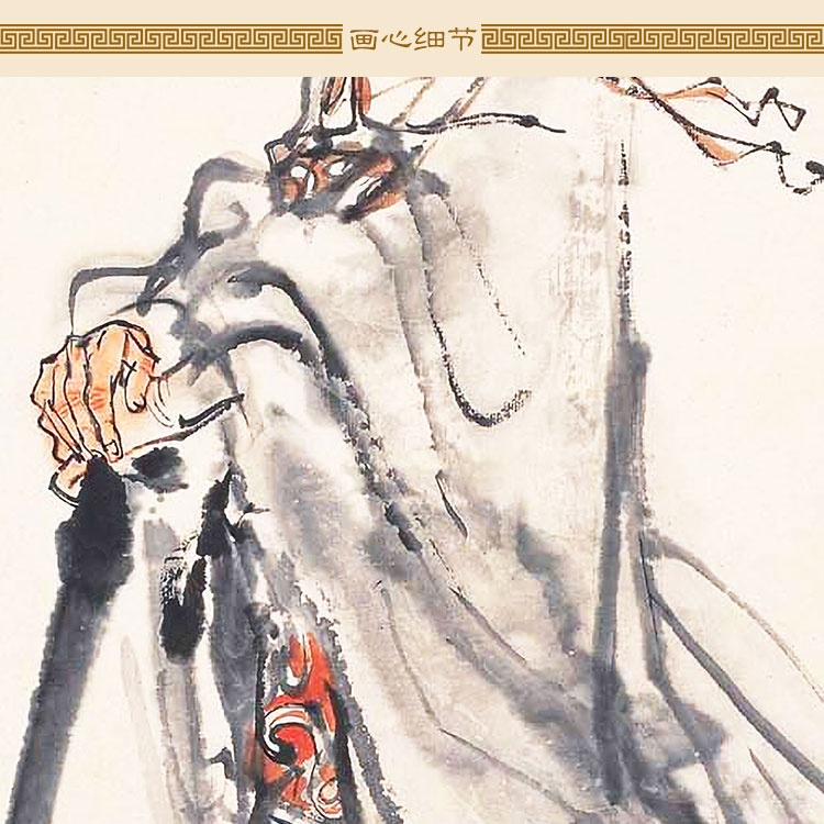 大禹治水图画像 夏禹卷轴挂画 古代人物画绢布装饰画来图定制订做