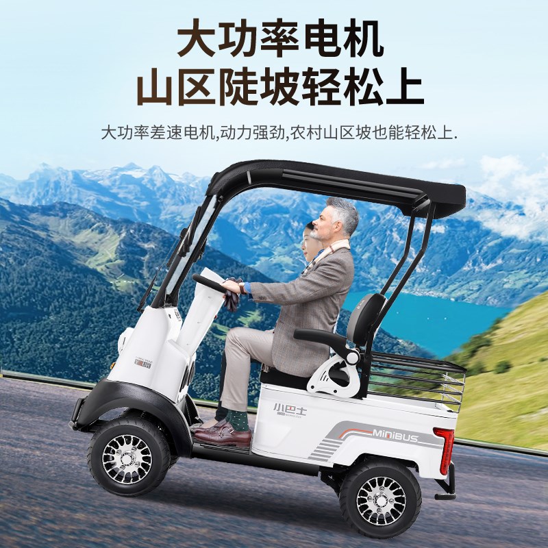 人巴士X2电老四轮车动年人代步车双人座带棚残疾小接送孩子电瓶车