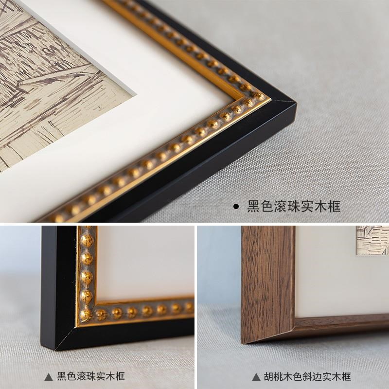梵风素描风景画组合画法式复古艺术客厅装饰画中古高玄关斗柜挂画