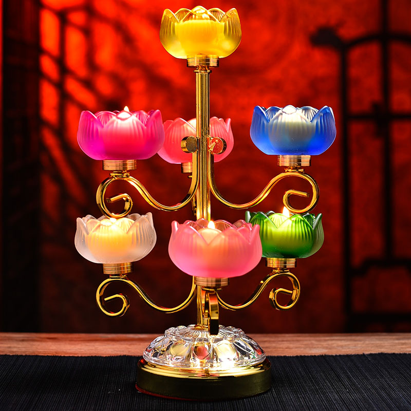 七彩七星酥供灯灯座灯架佛供灯莲花灯家用苏油灯底座佛前佛堂油奉