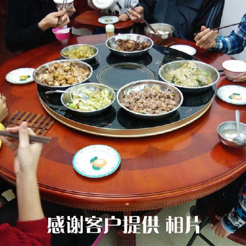 利盘饭菜保温板火锅转蓝保温菜餐桌热菜板三合一温控控立独制6+1