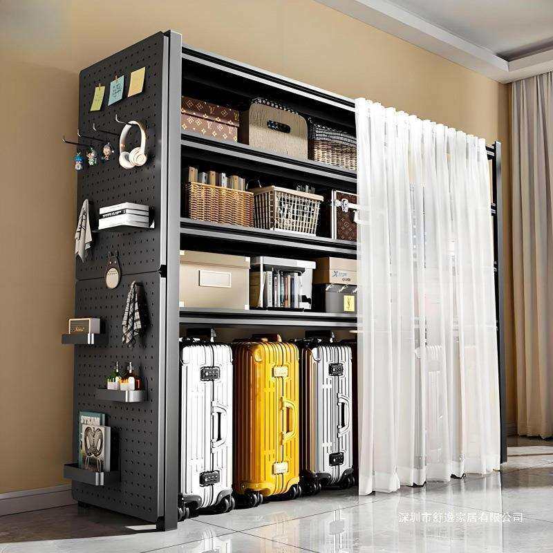 防尘帘置物架多层家用货架行李箱落地客厅收纳架洞洞板储物铁架子