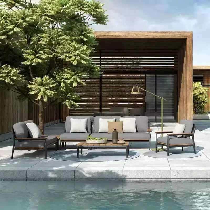 户外沙发庭院北欧露天简约铝合金茶几防雨防晒花园休闲藤编阳光房