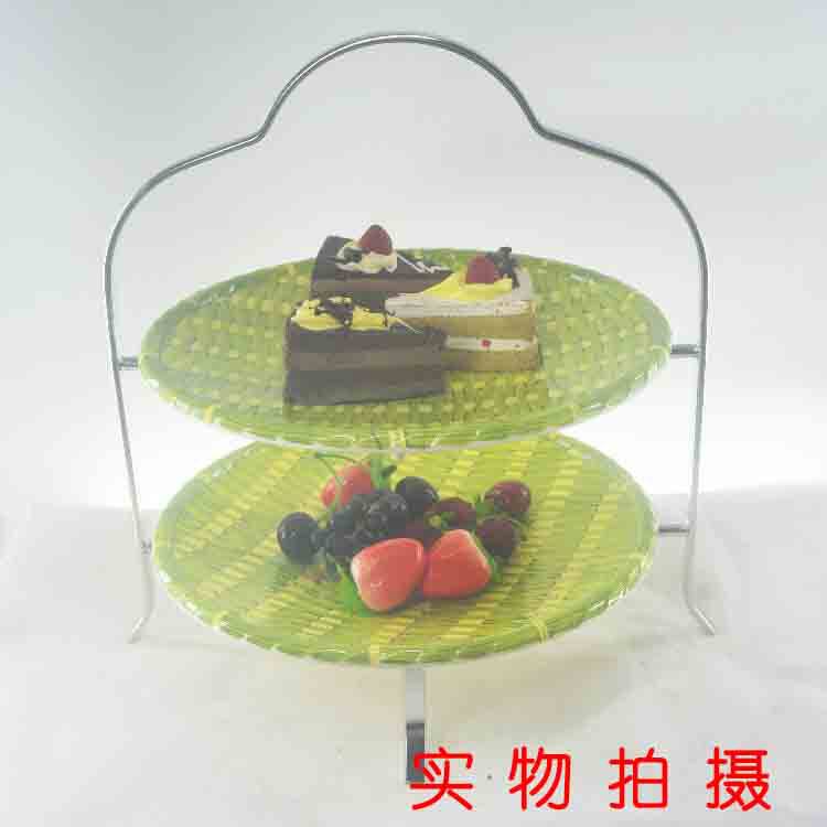 不锈钢二层冷餐架餐厅桌面摆台酒店小吃架创意茶歇甜品架蔬果架